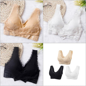 2pack Comfy Corset Bra Front Cross Side Buckle Lace Bras