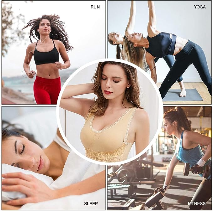 3pcs Women Sports Bra, Breathable Cool Lift Up Air Bra, Comfortable Sleep  Bras Seamless Wireless Cool Workout Yoga Bra
