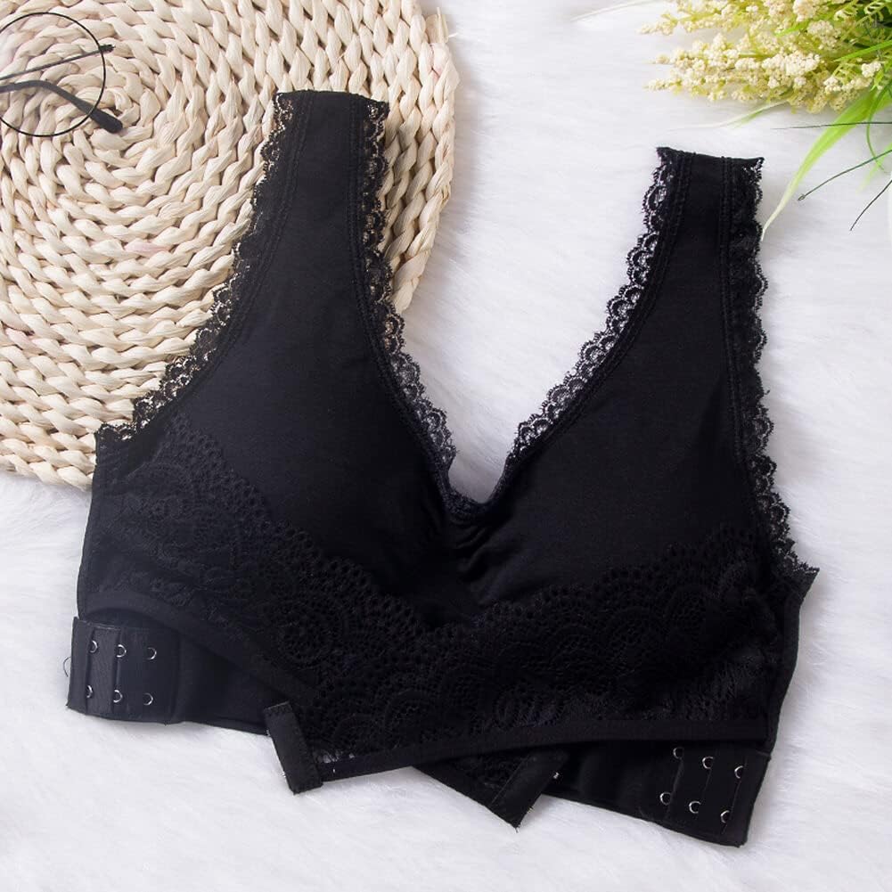 Comfy Corset Bra Front Cross Side Buckle Lace Bras, Front Cross Bras Sports  Lace Bras Wireless Side Buckle Bra (Black,2XL) : : Clothing, Shoes  & Accessories