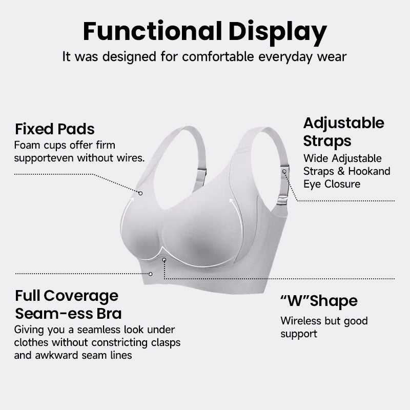 Sports Bra with Adjustable Cushion Straps, Breatheable Mesh Back and Seamed  Shap