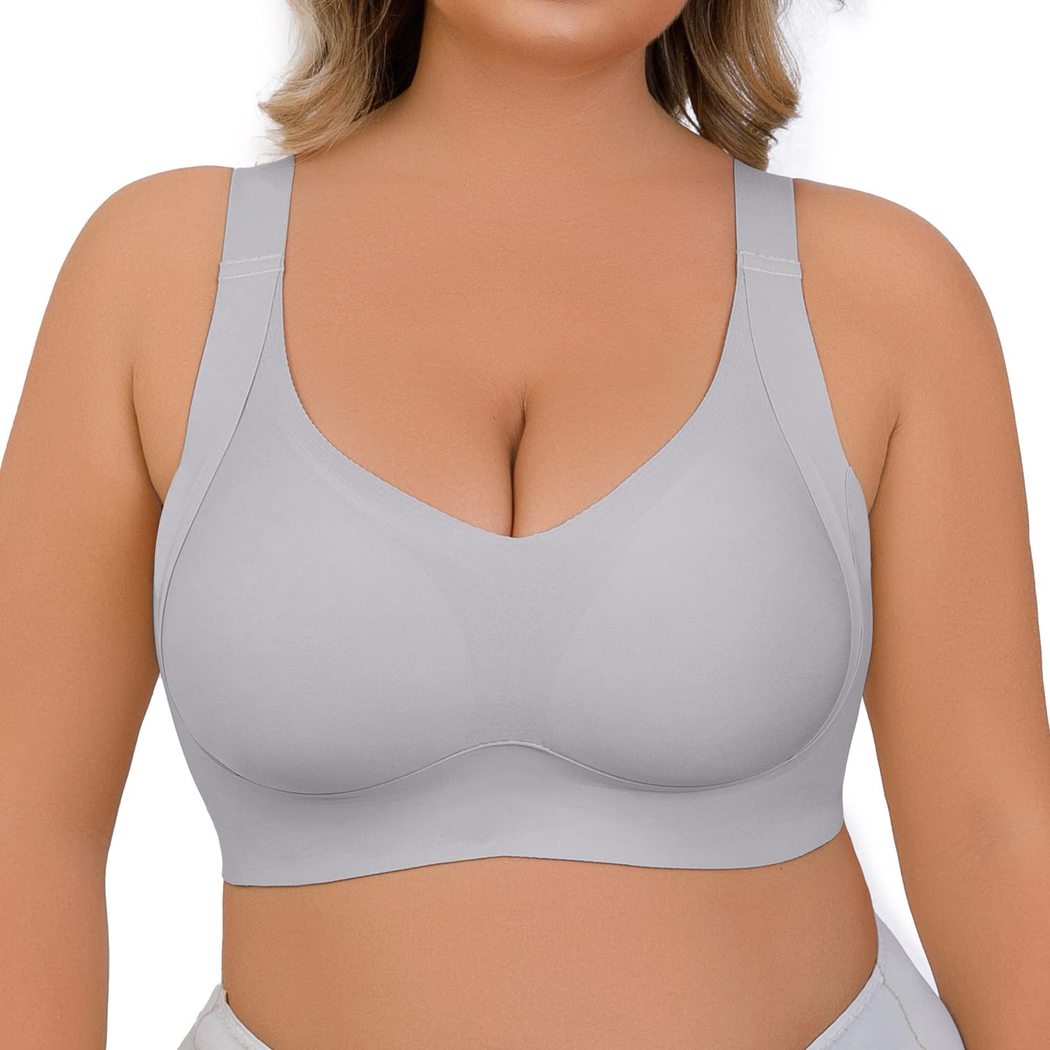  Womens Wireless Comfort Bra, Customize Your Shape & Support:  Convertible Straps, Easy Pullover, Back Smoothing-Morning Rain