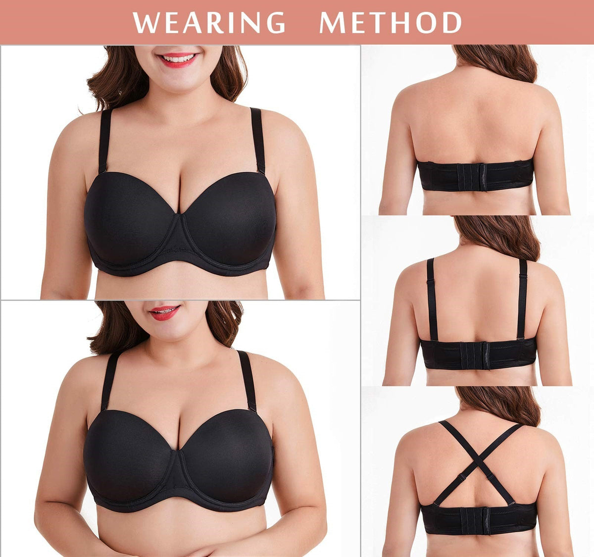 Bettybra® Womens Underwire Contour Multiway Full Coverage Strapless Bra Plus Size Buy One Get