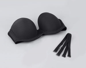  Womens Underwire Contour Multiway Full Coverage Strapless Bra  Plus Size Shell Heather 34DD