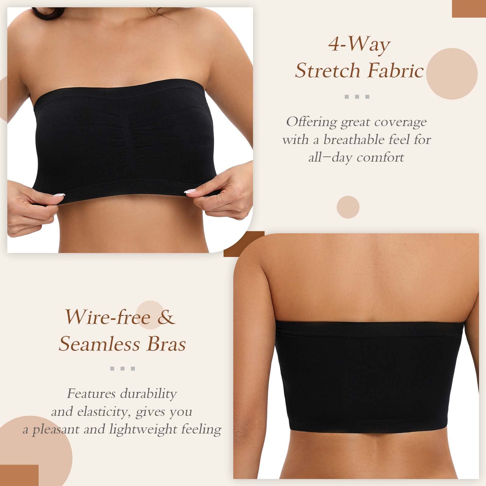 Women's Stretch Strapless Bra,summer Bandeau Bra,plus Size Strapless Bra,comfort  Wireless Bra