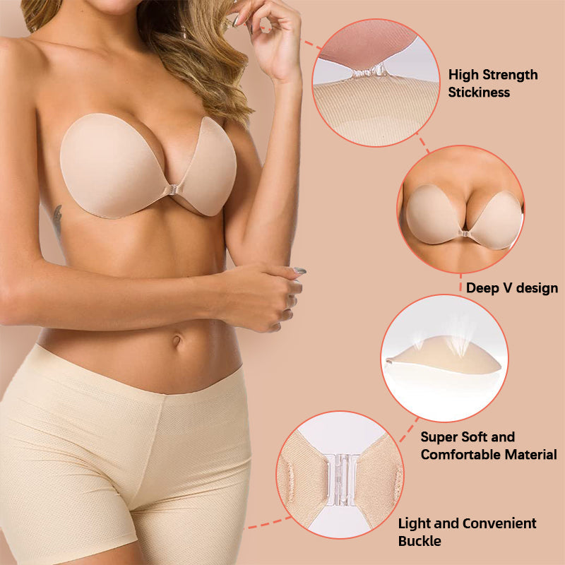 Strapless Pushup Bras Front Buckle Lift Bra Women Wireless Invisible  Non-Slip Front Hook Bra Wrapped Breast Comfor Underwear : :  Clothing