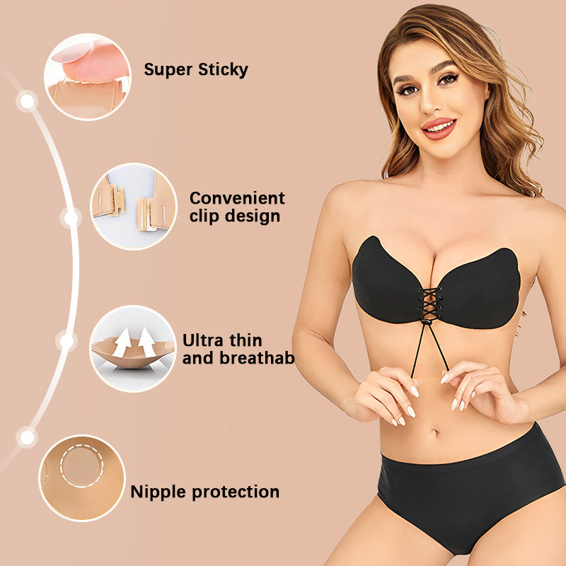 Nude Bra Wireless Invisilift Bra Large Breast Poppet Toy Plain Tube Tops  Black Pad Women Night Bra Harness Women 34D B : : Fashion