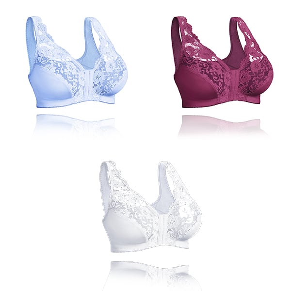 Front Hook Stretch Lace Super Lift and Posture Correction Bra - Front  Closure Bras for Women (L, Rice) : : Fashion