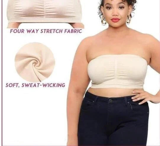Strapless Bras for Bigger Bust Large Breasts Plus Size Bra Clearance  Bandeau Everyday Bras Womens Wireless Stretch Bra Plus Size Summer Tube Bras  Comfort Stretch Bralette (No Bra Pad) 
