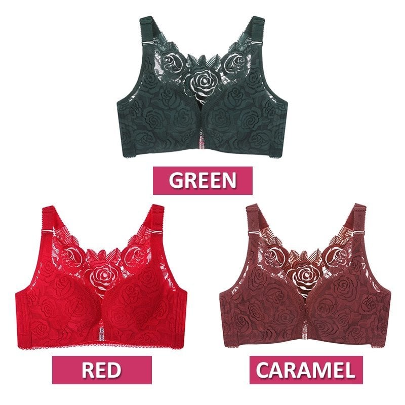 🎁Comfortable Experience🎁-- FitMe Rose Embroidery Front Closure Wirefree  Bra - Betty Bra