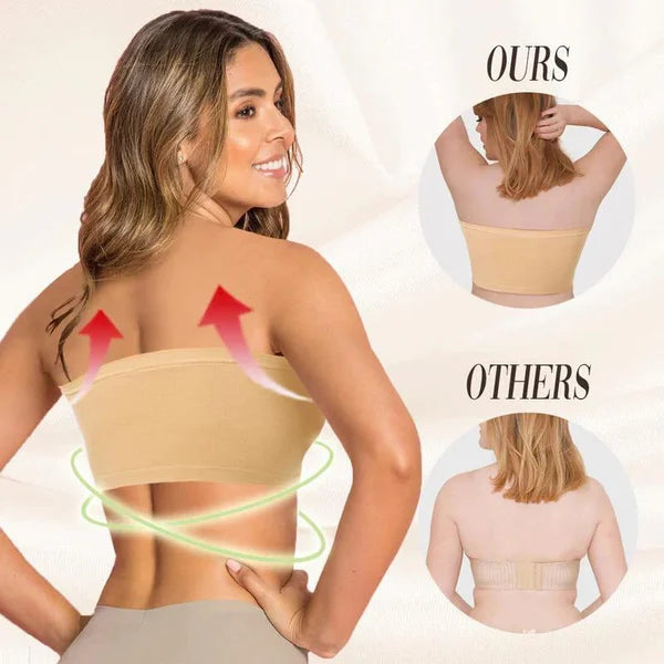 Strapless Bra for Womens Wireless Comfortable Bandeau Bras Ladies Tube Top  Bra Back Smoothing Bra Plus Size Bralette Beige at  Women's Clothing  store