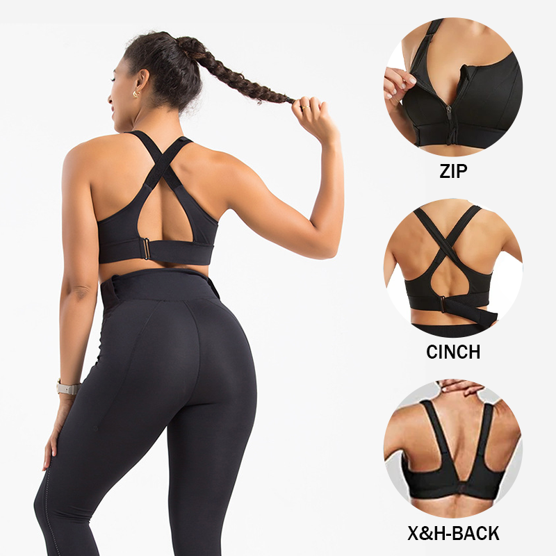 Betty bras® Women's High Impact Sports Bra PLUS Size Zip-Front Shock  Absorber-Black