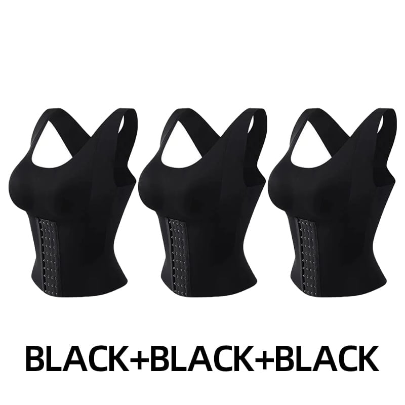  3-in-1 Waist Buttoned Bra Shapewear,3 in 1 Waist Corset Shaper  Push Up Bras Waist Trainer,3 in 1 Waist Trainer Bra (Color : Black, Size :  Large) : Clothing, Shoes & Jewelry