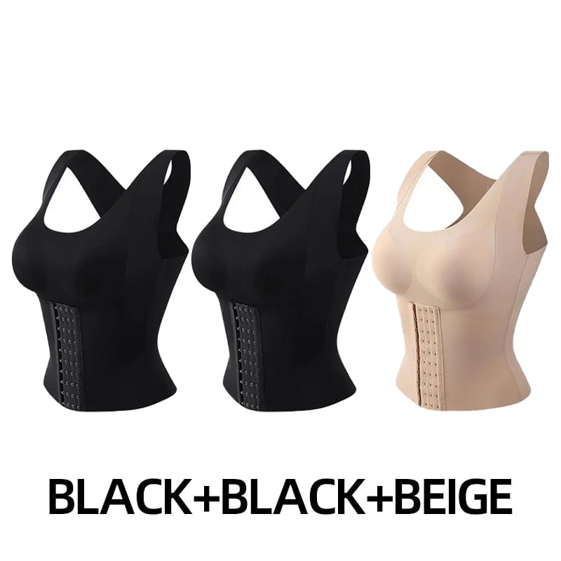 3-In-1 Waist Buttoned Bra Shapewear Hotlovesecret Bra, Women's Shapewear Waist  Trainer Corset Vest (Black,XXXL) : : Everything Else