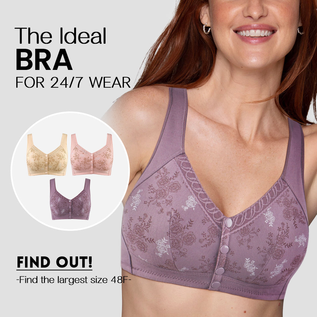 Bettybra® Everyday Cotton Full Coverage Front Button Bra-Buy 1 Get 2 Free(3 Pack-Purple*3)