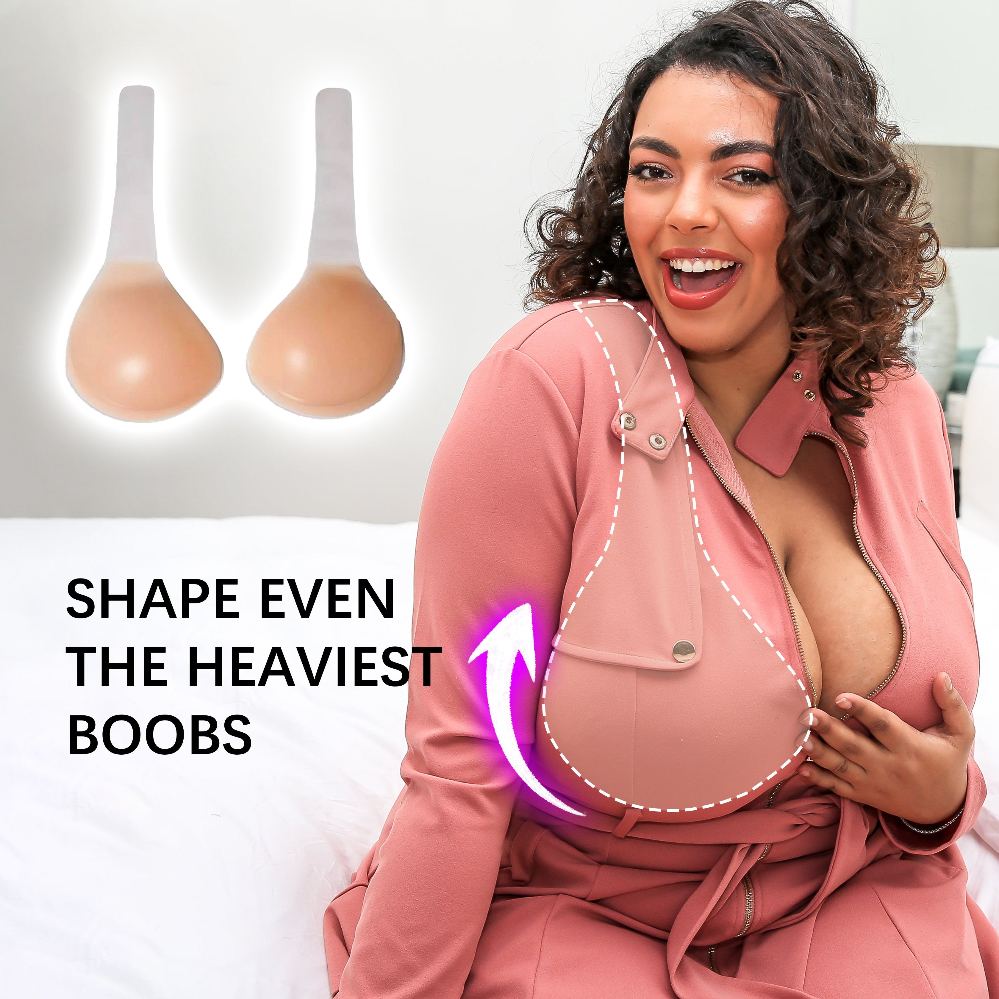 Silicone Lift Adhesive Bra, Sticky Bras for Women, Strapless Sticky Bras,  Reusable Invisilift Bra for Large Breast (Silicone with Buckle,DDD)