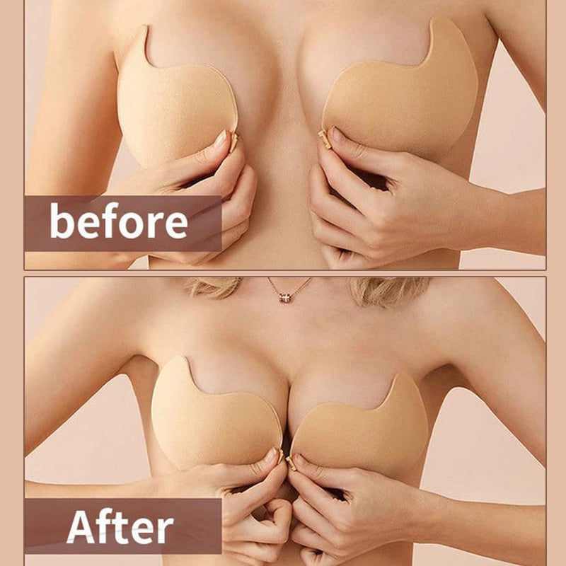 Women Thin Invisible Lift Sticky Bra Breathable Strapless Front Button Bra  Adhesive Push Up Silicone Bras for