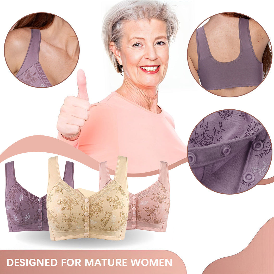 Bettybra® Everyday Cotton Full Coverage Front Button Bra-Buy 1 Get 2 Free(3 Pack-Purple*3)