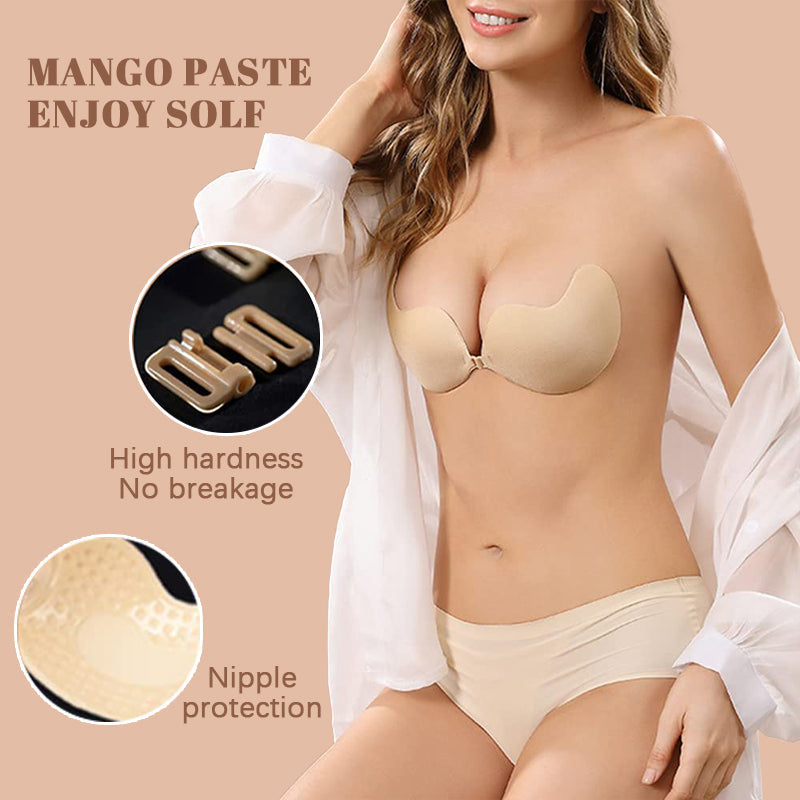 Sticky Bras for Women Push Up Small Breasts Strapless Backless Adhesive Bra  Invisible Sticky Nipple Covers Silicone Bra (Color : Skin, Size : D)