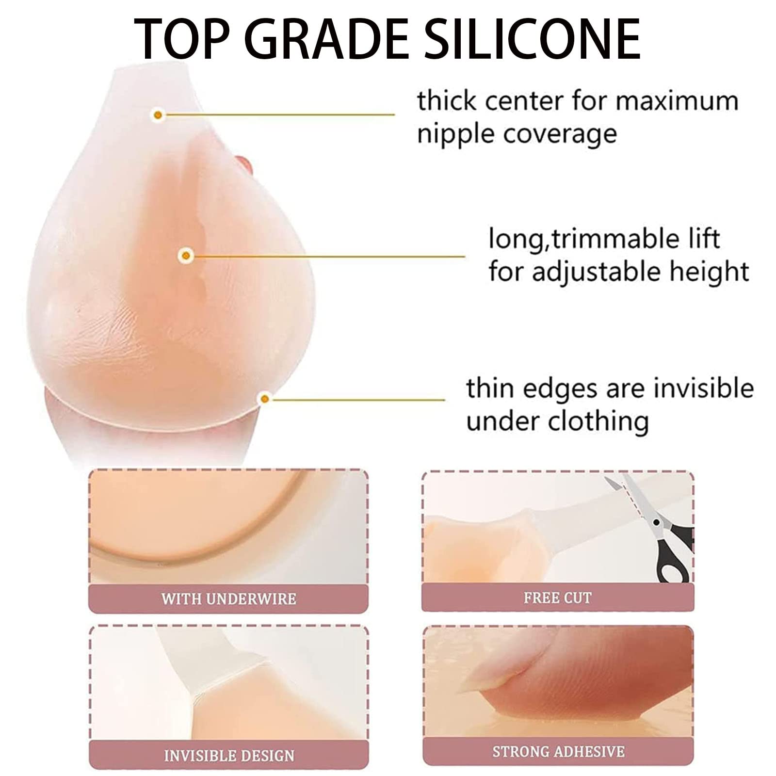 Transparent TPU Body Tape Breast Push up Waterproof Invisible Bra
