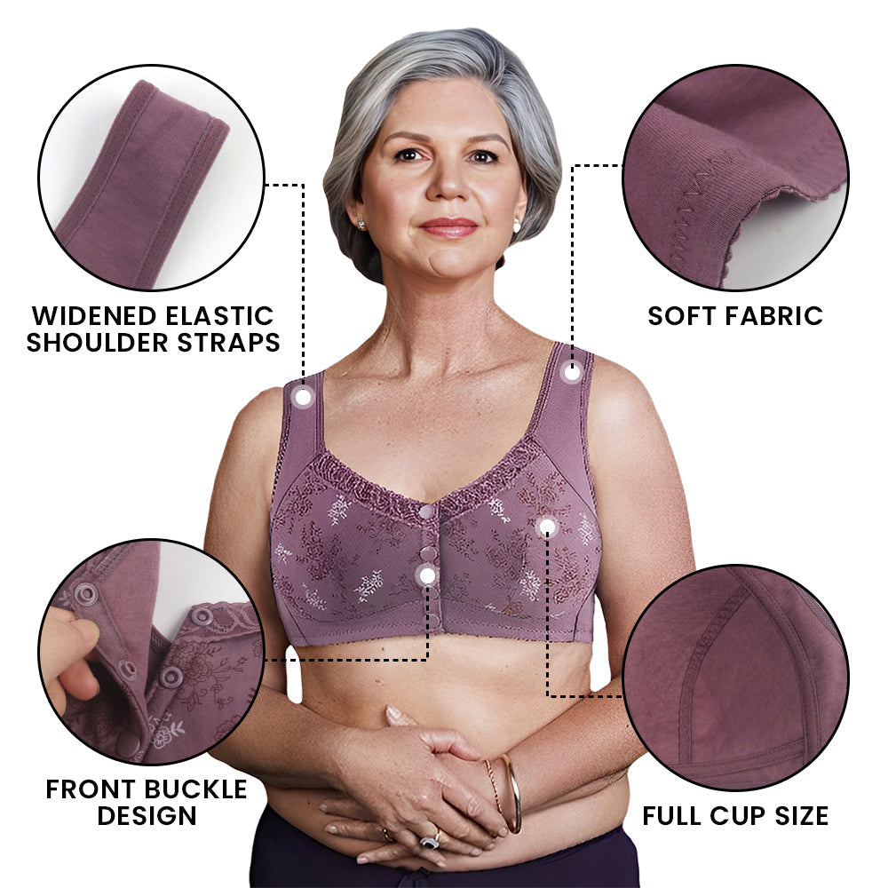 Bettybra® Everyday Cotton Full Coverage Front Button Bra-Buy 1 Get 2 Free(3 Pack-Purple*3)