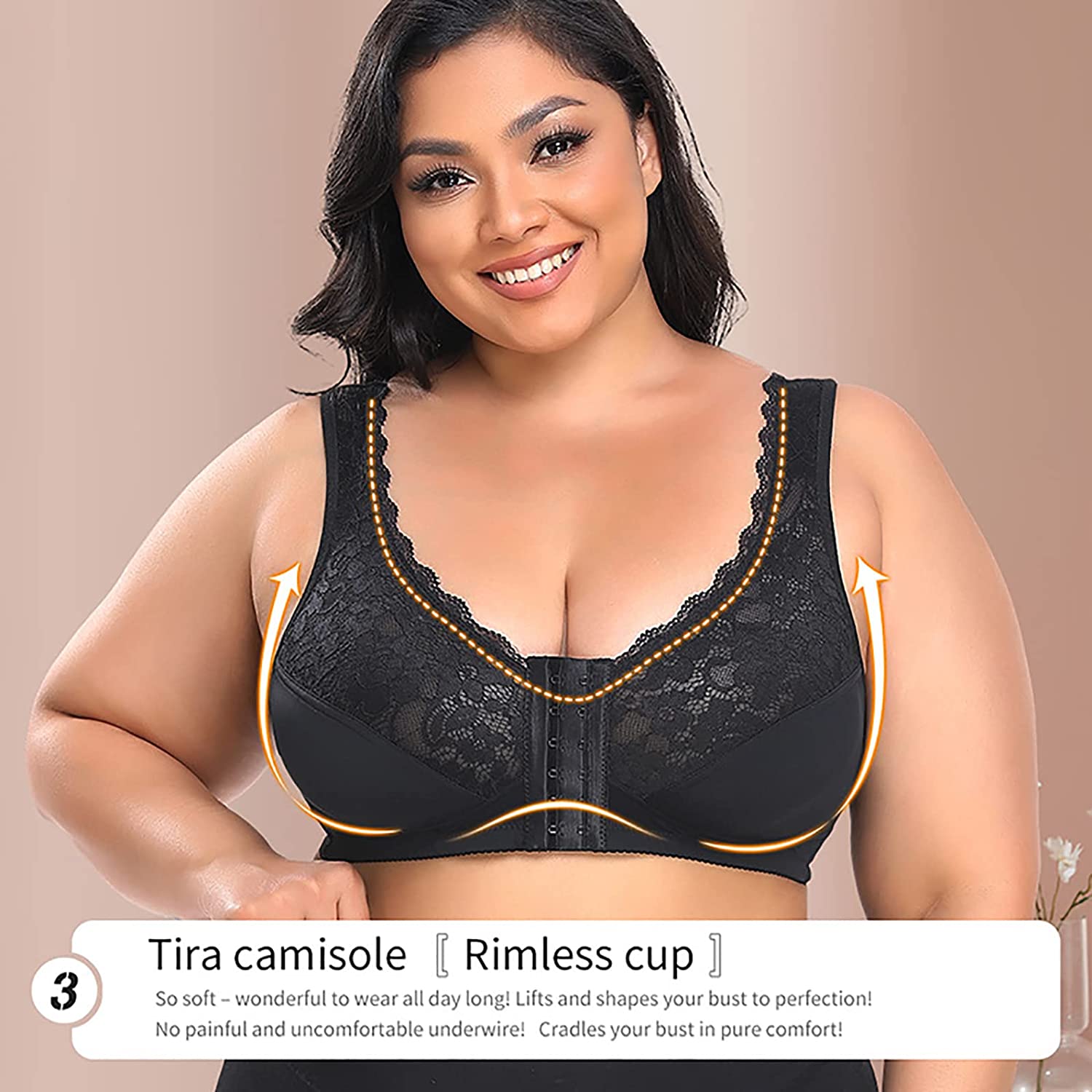FULL COVERAGE FRONT HOOKS WIRELESS LACE BRA(BUY 1 GET 1 FREE