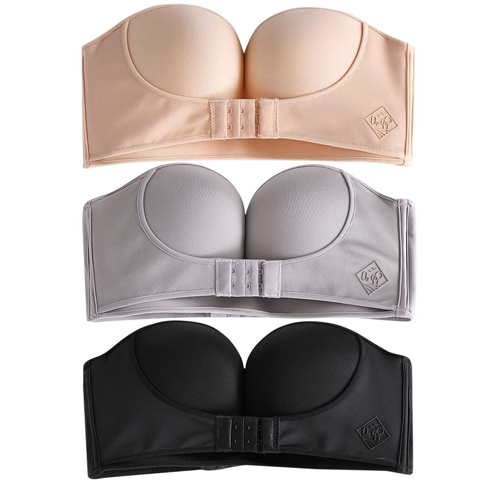 Betty Bra Strapless-Bettybra Women Push Up Bandeau Bra Convertible  Strapless Bras No Wire Lift Up Bra (Color : 2pcs Black, Size : X-Large):  Buy Online at Best Price in UAE 