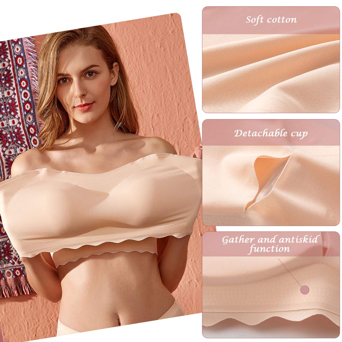 Invisi Fit strapless bandeau bra in barely beige