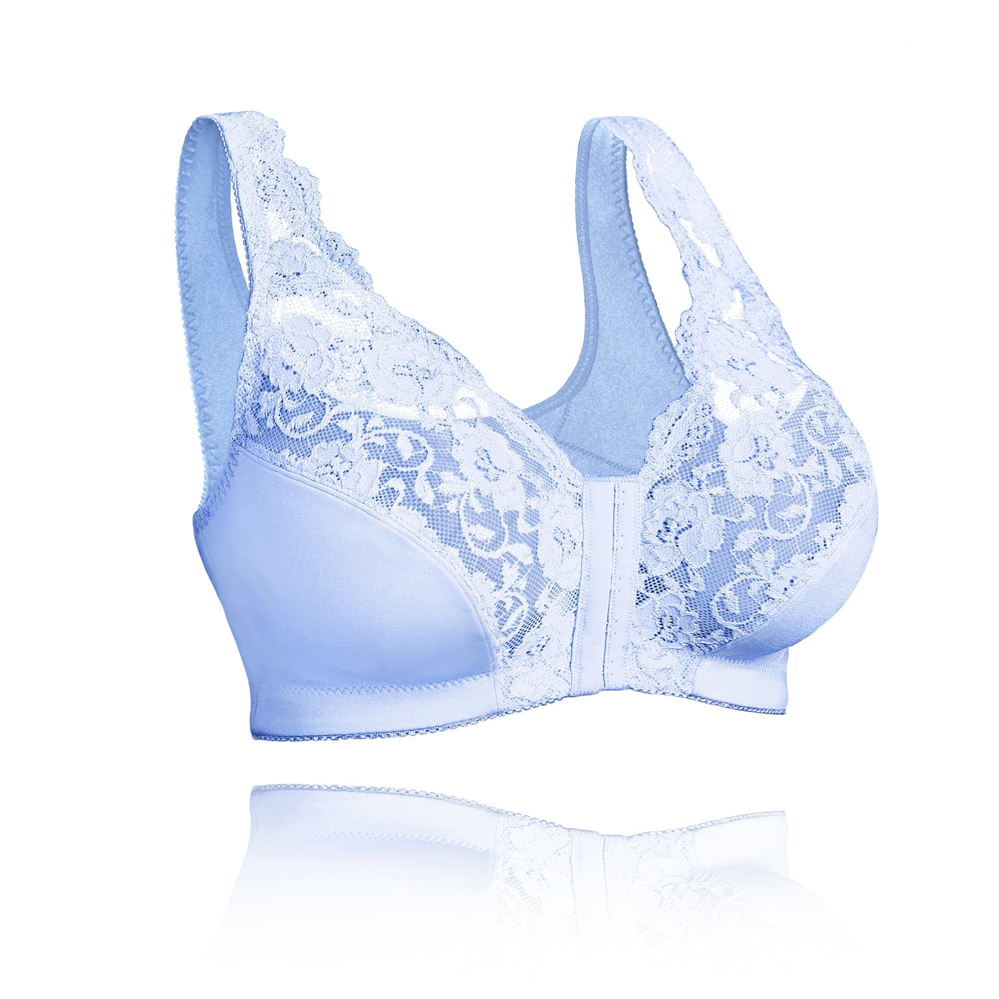 Front Hooks, Stretch-Lace, Super-Lift, and Posture Correction Bra - Front  Closure Bras for Women (5XL, Blue)