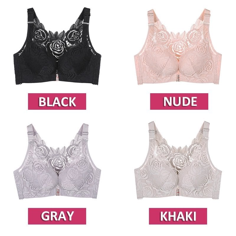 BETTYBRA®🎁Comfortable Experience🎁-- FitMe Rose Embroidery Front Closure  Wirefree Bra
