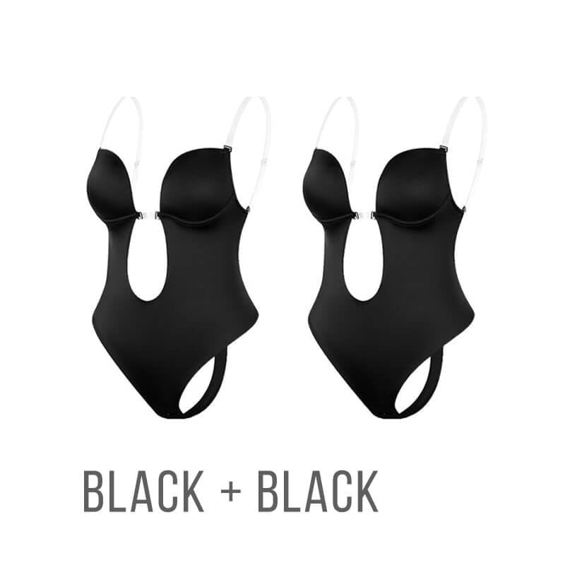 Women's Backless Body Shaper Underwire Push Up Open Back Bra Low Back Thong Body  Shaper, black : : Fashion