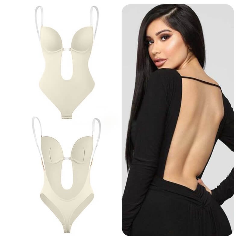 Sexy Backless Bodysuit With Clear Straps For Women Deep V Bottoms